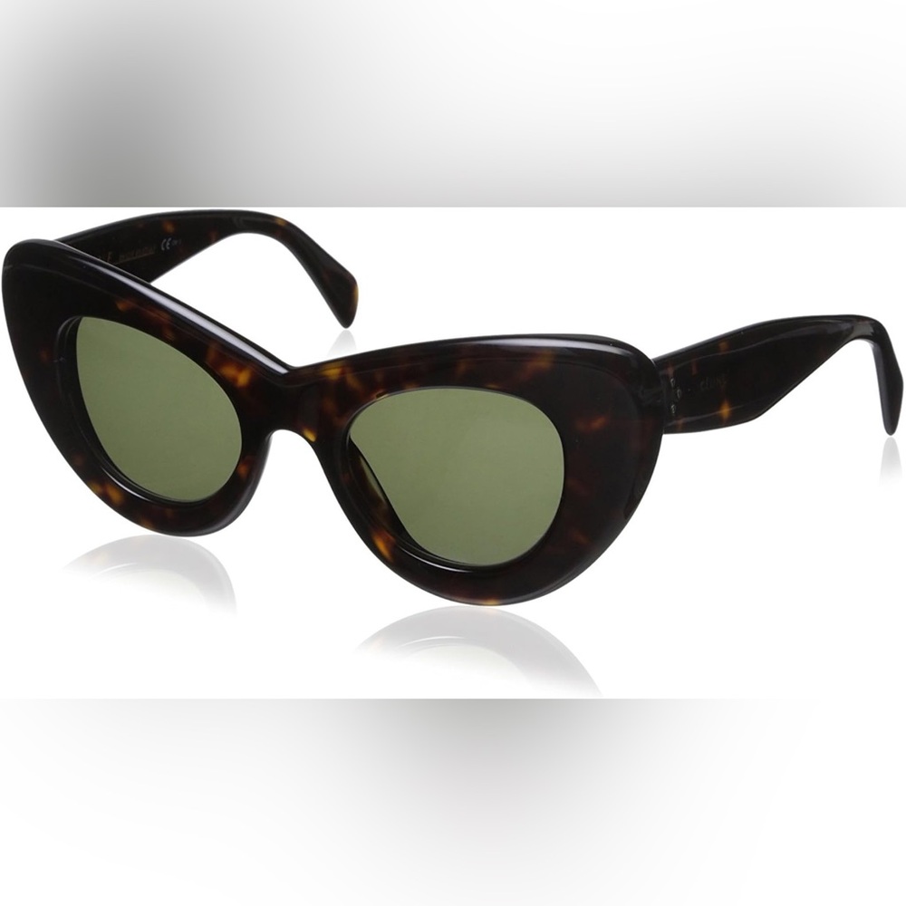 Celine Tortoise Shell Sunglasses with Green Lenses